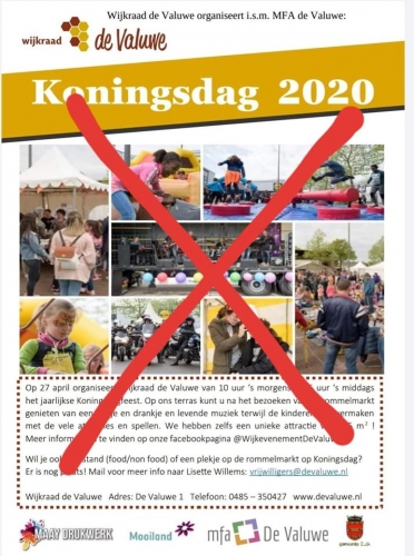 Geen programma met Koningsdag 2020 in De Valuwe.