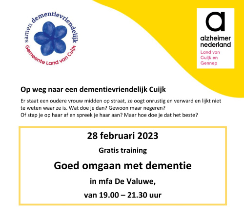 28 februari 2023 Training: Goed omgaan met dementie